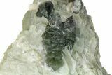 Green, Hedenbergite Included Quartz on Calcite - Mongolia #163991-2